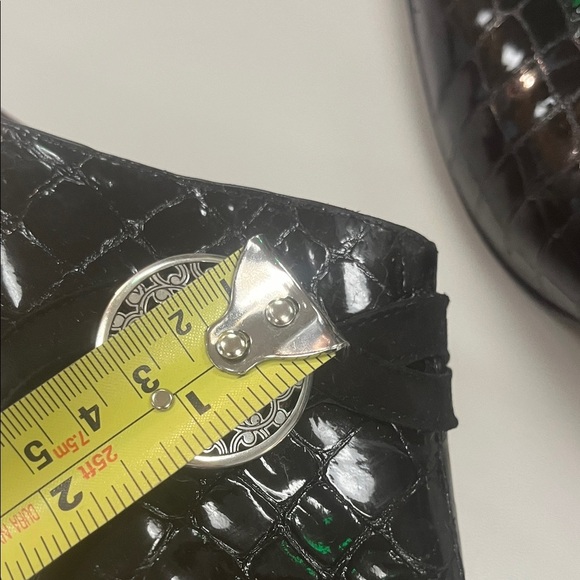 Brighton Black Patent Leather Mules with Silver Medallion Romeo size 9.5 M - Picture 10 of 10